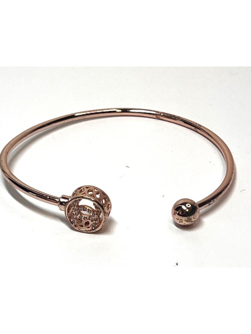 Rose gold tone open bangle bracelet/ open cuff bracelet